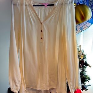 Lilly Pulitzer Elsa Silk Top in Passion Fruit Pink Sz L